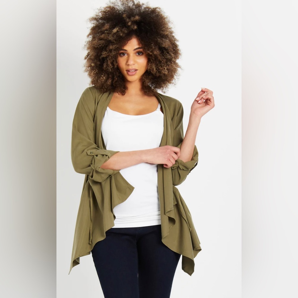 Motherhood Maternity Olive Green Draped Maternity Cardigan